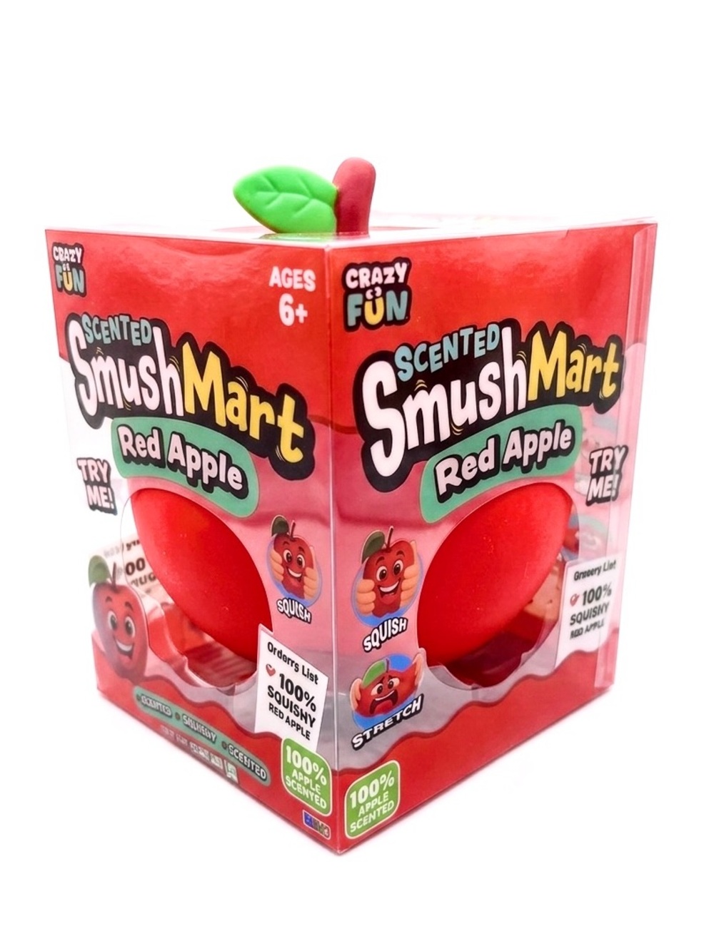Crazy Fun Smush Mart Red Apple Squishy Fidget Toy NEW Sealed Scented Fall gift
